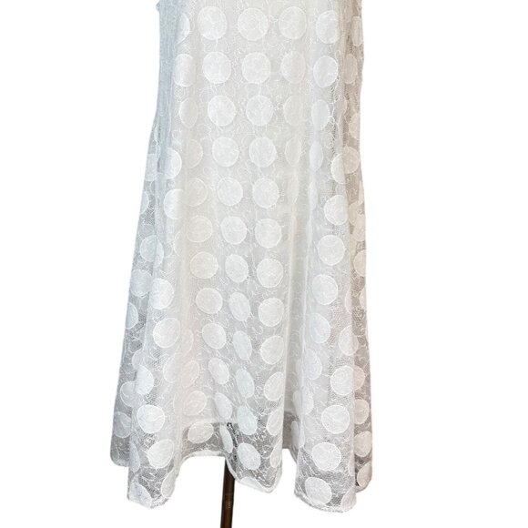 Donna Morgan Size 6 White Lace Polka Dot Sleeveless Shift Dress - Picture 7 of 15